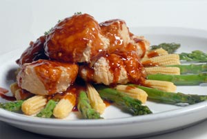 Sauced and on Baby Corn